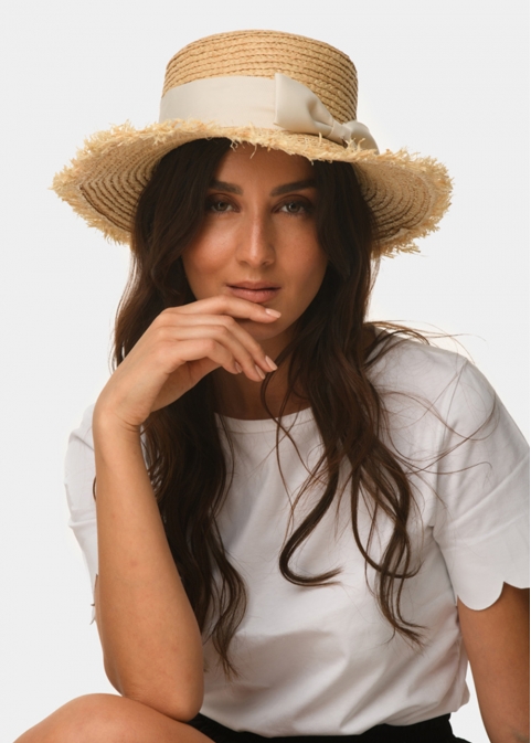 braided straw hat with metal detail