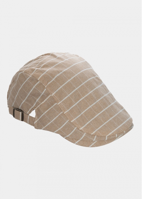 Beige Checkered Cap