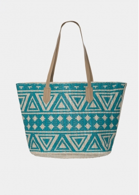 straw bag with azure print