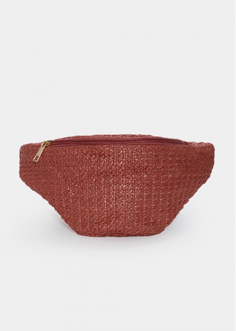 straw belt bag in orange