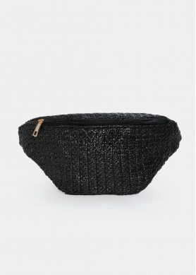 straw belt bag in black