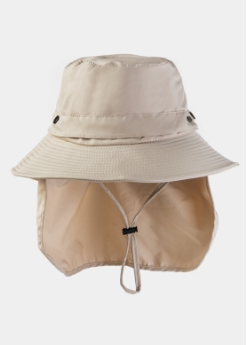 Beige Active Hat w/ Neck Protector