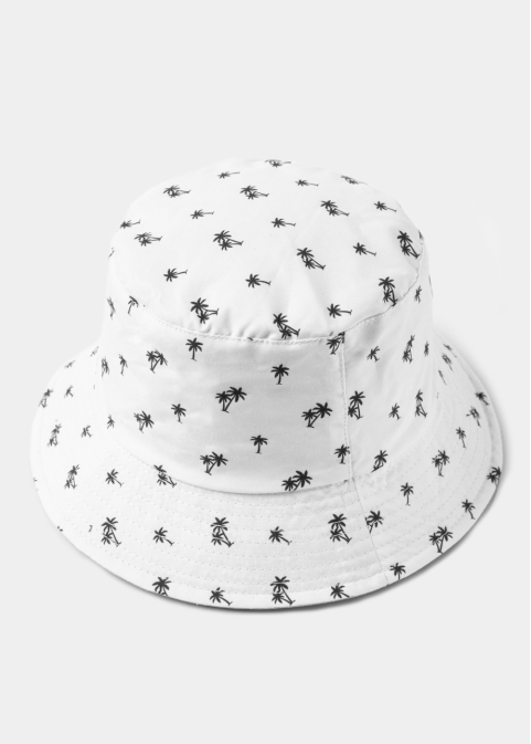 Double-Faced Bucket Hat Palm Trees Pattern & Green