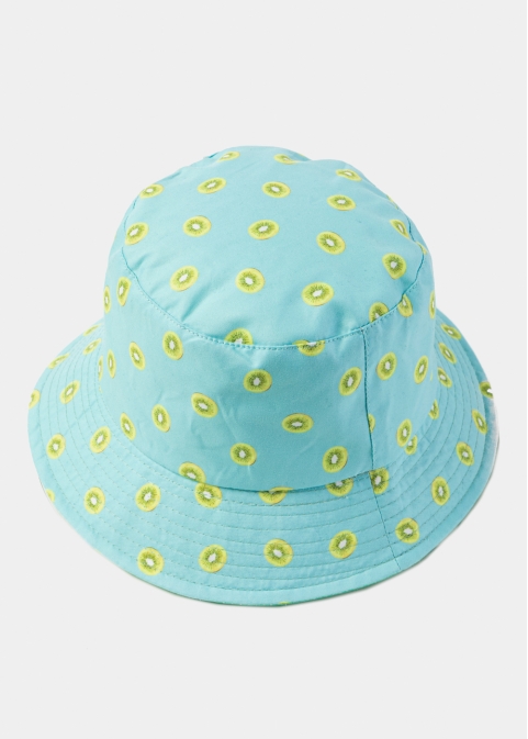 Double-Faced Bucket Hat Kiwi Pattern & Turquoise