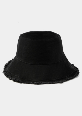 Black Double-Faced Bucket Hat w/ Chin Strap