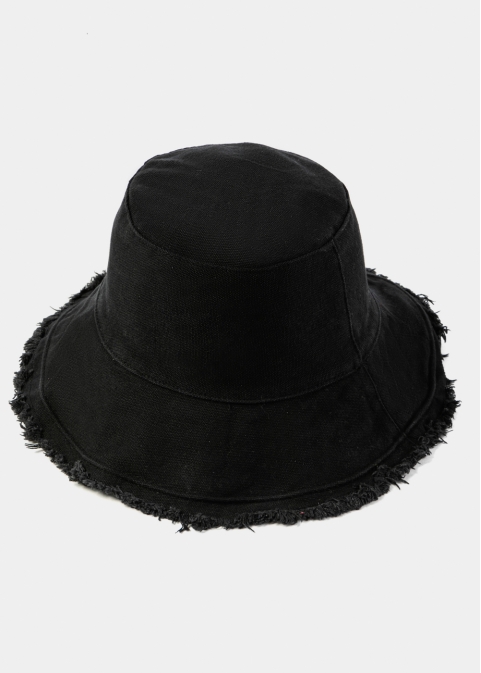 Black Double-Faced Bucket Hat w/ Chin Strap