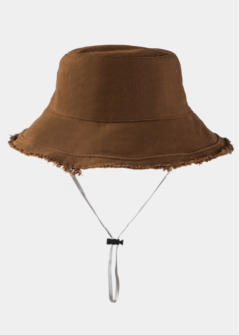  Brown Double-Faced Bucket Hat w/ Chin Strap