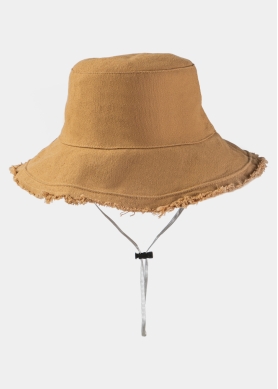 Camel Double-Faced Bucket Hat w/ Chin Strap