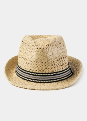 Beige Braided Fedora Hat