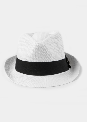 White Fedora Hat w/ black hatband 2