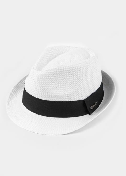 White Fedora Hat w/ black hatband 2