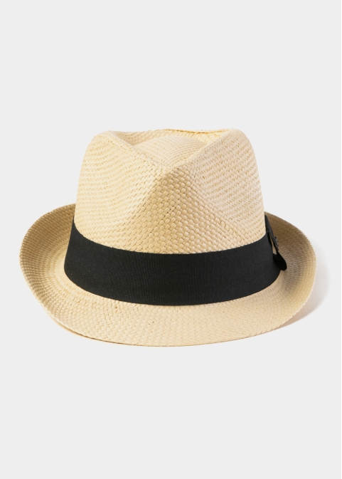 Beige Fedora Hat w/ black hatband 2