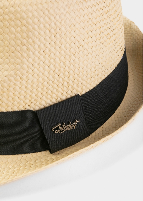 Beige Fedora Hat w/ black hatband 2