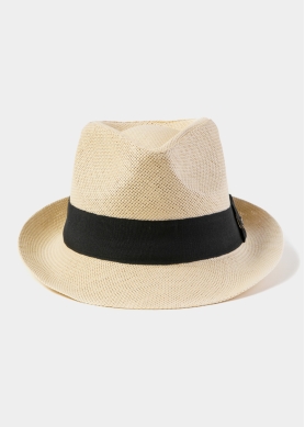 Beige Fedora Hat w/ black hatband 3