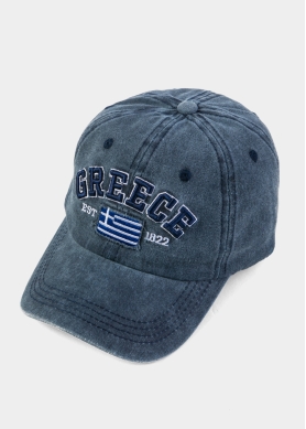 Greece Washed Navy Blue w/ Greek Flag 2