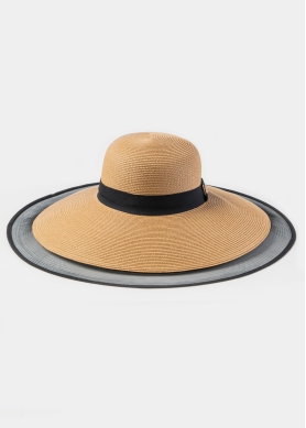 Brown Straw Hat w/ Black Details