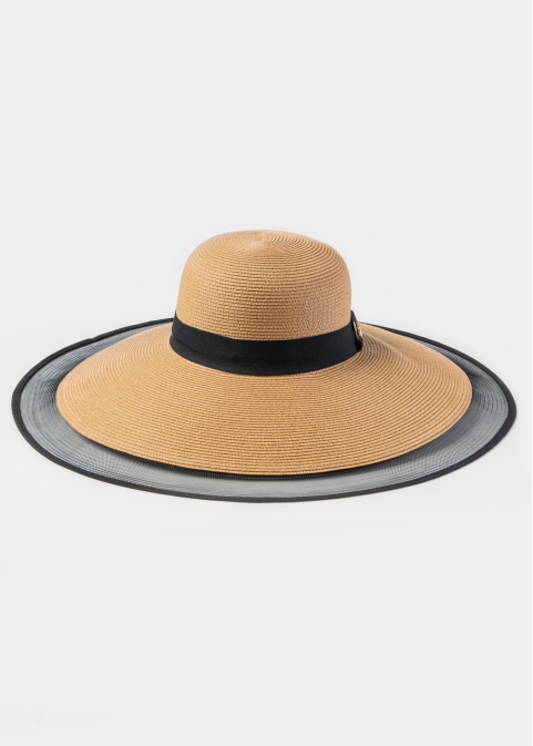 Brown Straw Hat w/ Black Details