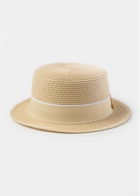 Beige Boater Hat