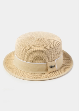 Beige Boater Hat