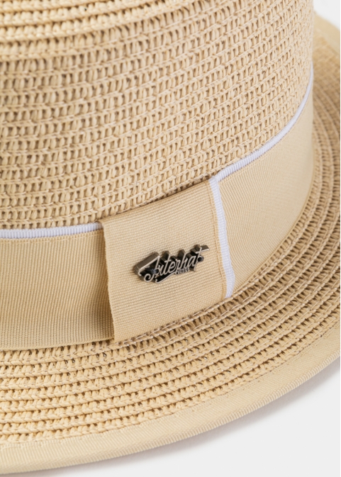 Beige Boater Hat