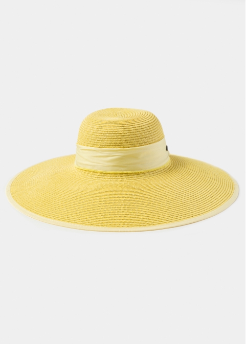 Yellow Sun Hat w/ Ribbon in Tone