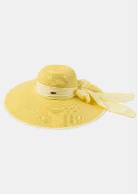 Yellow Sun Hat w/ Ribbon in Tone