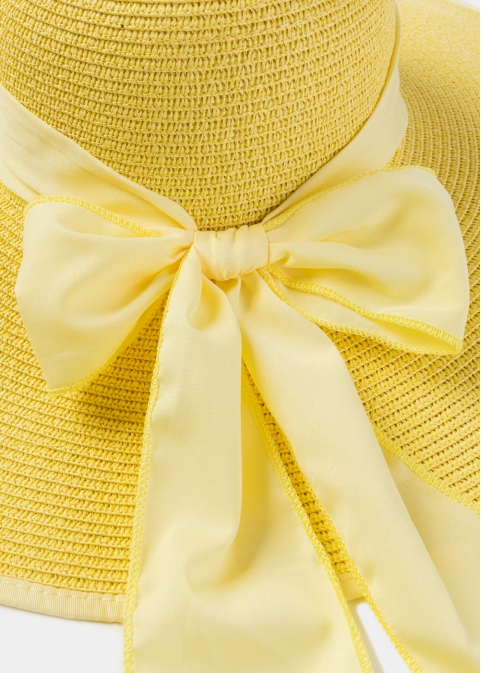 Yellow Sun Hat w/ Ribbon in Tone