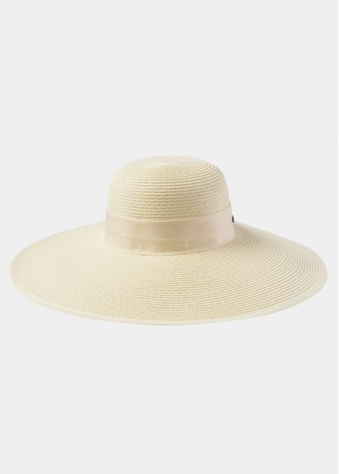 Cream Sun Hat w/ Ribbon in Tone