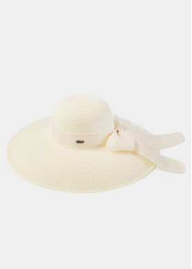 Cream Sun Hat w/ Ribbon in Tone