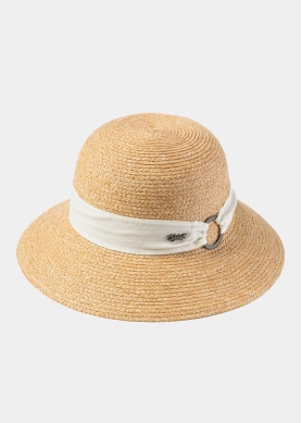 Natural Raffia Hat w/ White Hatband