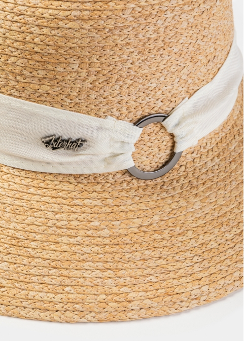 Natural Raffia Hat w/ White Hatband