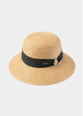 Natural Raffia Hat w/ Black Hatband