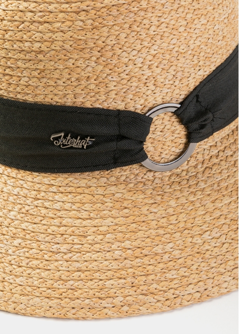 Natural Raffia Hat w/ Black Hatband