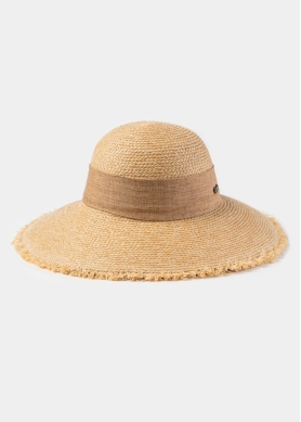 Natural Raffia Sun Hat w/ Brown Ribbon