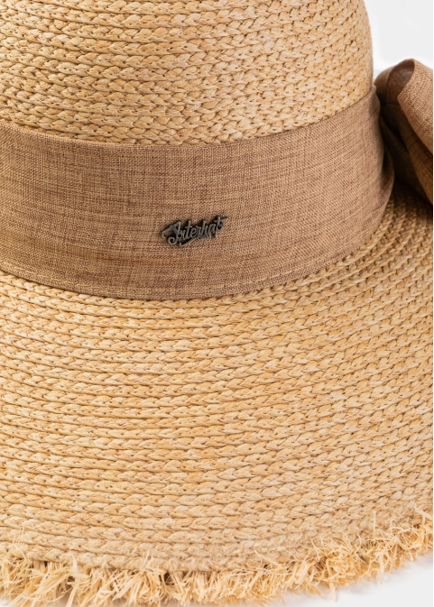 Natural Raffia Sun Hat w/ Brown Ribbon