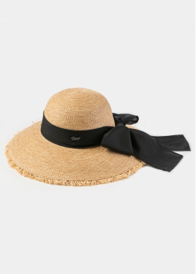 Natural Raffia Sun Hat w/ Black Ribbon