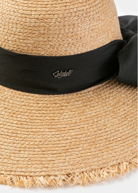 Natural Raffia Sun Hat w/ Black Ribbon