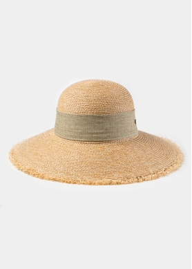 Natural Raffia Sun Hat w/ Beige Ribbon