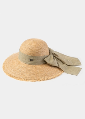 Natural Raffia Sun Hat w/ Beige Ribbon