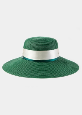 Dark Green Hat w/ Satin Ribbon