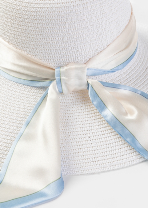 White Hat w/ Satin Ribbon