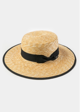 Natural Straw Hat w/ Black Details