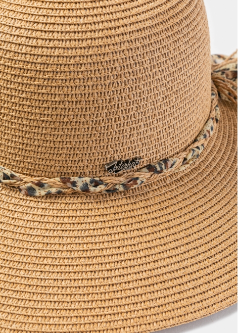 Brown Hat w/ Leopard Braided Ribbon