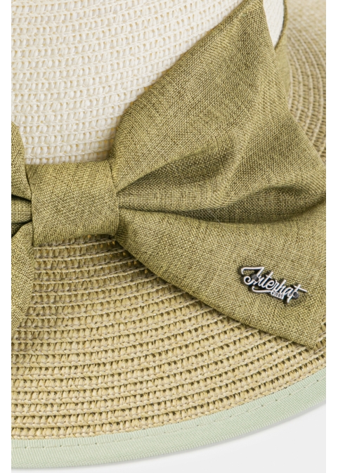 Olive & Beige Hat w/ Olive Bow