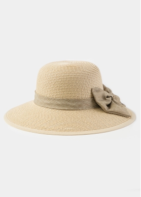 Beige Hat w/ Brown Bow