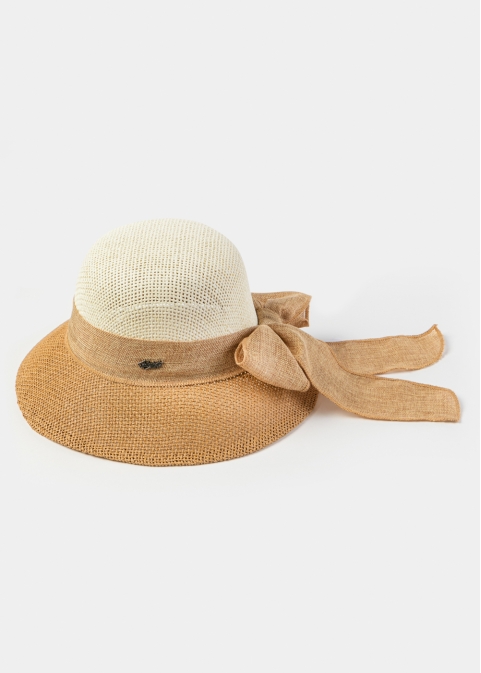 Cream & Brown Straw Hat