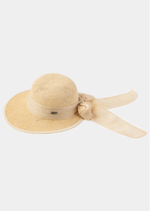 Beige Lady Hat w/ Beige Ribbon