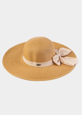 Brown Hat w/ Cream Bow