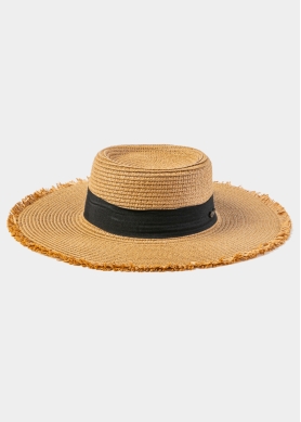 Brown Hat w/ Black Ribbon & Loose Strands