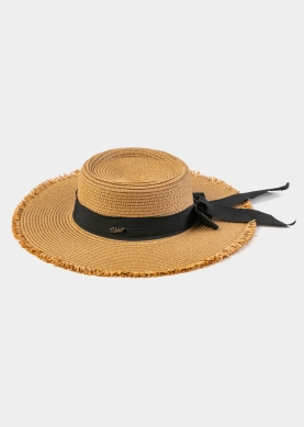 Brown Hat w/ Black Ribbon & Loose Strands